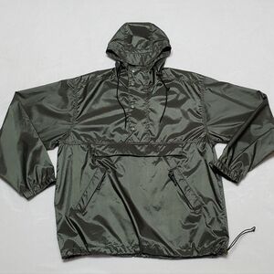 Vintage 1980s Eddie Bauer Army Green Hooded Side-Zip Fanny Pack Windbreaker Med